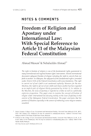 This is an unofficial consolidation. Pdf Freedom Of Religion And Apostasy Under International Law With Special Reference To Article 11 Of The Malaysian Federal Constitution