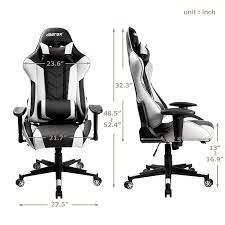 merax racing chair computer gaming chair big and tall home office chair with headrest and lumbar support white see gaming chair lumbar support racing chair