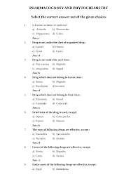 Mcq In Pharmacognosy Docsity