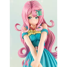 My Little Pony Fluttershy Bishoujo Statue The sculpting of fluttershy's soft pink hair and her flowy sundress are recreated in lifelike detail, and the pony statue sitting quietly at the bishoujo's feet is the embodiment of kindness itself. my little pony fluttershy bishoujo statue