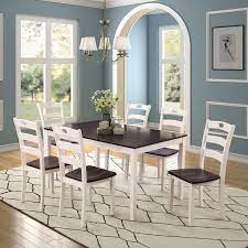 Clearance White Dining Table Set For 6 Modern 7 Piece Dining Room Table Sets With Chairs Heavy Duty Wooden Rectangular Kitchen Table Set For Home Kitchen Li Kitchen Table Settings Dining Room