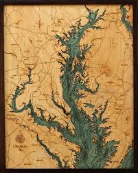 Chesapeake Bay Nautical Map Art Laser Cut Wood Map Art