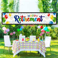 Retirement party ideas for the offices, workplaces, restaurants and home parties. Buy Happy Retirement Banner Huge Retirement Party Sign Home Outdoor Retirement Party Banner Bunting Backdrop Background Photo Booth For Retirement Party Decorations Online In Uk B08b8ct9rj