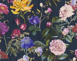 B400 pink, blue and green, floral tapestry upholstery fabric by the yard retail price: A S Creation Wallpaper Flowers Blue Green Pink Red 373364