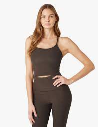 Beyond Yoga Space Dye Slim Racerback Cropped Tank Chocolate Chip Espre Bubble Lounge Boutique