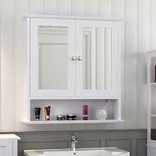 Tall bathroom cabinet with laundry bin. Bathroom Wall Storage Cabinet Hanging Medicine Shelf Bath Kitchen White Wood For Sale Online Ebay