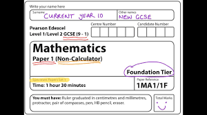 New Spec 9 1 Gcse 2017 Set 1 Paper 1 Foundation Non Calculator Gcse Math Gcse Foundation