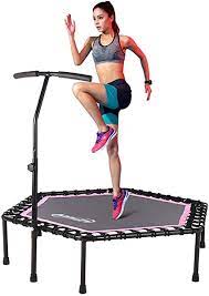 The highest trampoline bounce, was set at 21 ft 11.78 in germany, on 16 september 2010. Amazon Com Newan 40 48 Silent Mini Trampoline Fitness Trampoline Bungee Rebounder Jumping Cardio Trainer Workout For Adults Max Limit 330 Lbs Sports Outdoors