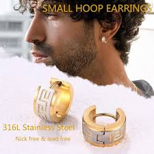 Jstyle 3 Pairs Men's Hoop Earring Stainless Steel Hoop Earrings for Men  Women Huggie Earrings Unique Greek Key Fashion Huggie Earrings Piercing  Jewelry : Clothing, Shoes & Jewelry
