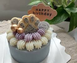 Pet cake birthday cake happy footprints style can be picked up dog tail grass furry baby