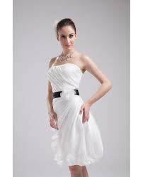 Black wedding dresses are often considered to be rebellious or rocked only by goth queens. Elegant Reception Short Wedding Dresses With Color White With Black Sash Style Op4048 139 8 Gemgrace Com