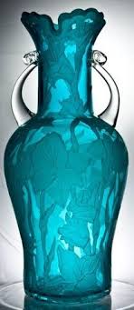 Turquoise Aqua And Teal Glass Art Art Glass Vase Gorgeous Glass