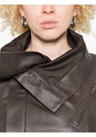 Giacca biker in pelle in grigio Rick owens