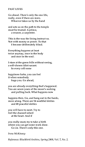 Irene Mckinney Past Lives List Poem Past Life Poems