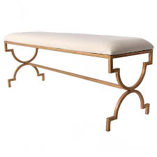 Homcom 52 linen upholstered accent ottoman bench with armrests, light grey. Delrey Modern Beige Linen Upholstered Gold Frame Bench Standard 45 55 W Kathy Kuo Home