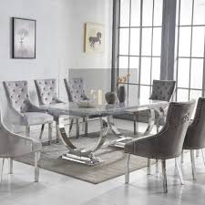 Arianna Solid Marble Dining Table Set With Parklane Velvet Scoop Back Chairs Marble Dining Table Set Marble Dining Dining Room Sets