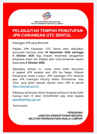 Check spelling or type a new query. Jpn Wilayah Persekutuan Kuala Lumpur On Twitter Pelanjutan Tempoh Penutupan Jpn Cawangan Utc Sentul Pejabat Jpn Cawangan Utc Sentul Akan Dilanjutkan Penutupan Pada 18 September 2020 Sehingga 4 Oktober 2020 Bagi Tujuan