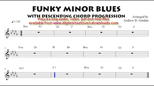 funky minor blues with descending chord progression full band play a long to practice with