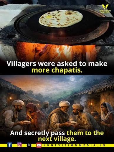 🔥 Did you know that in early 1857, simple chapatis were secretly passed from village to village across North India? Historians believe these mysterious chapatis may have been a silent warning before