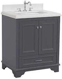 Includes white cabinet with authentic italian carrara marble countertop and white ceramic sink. Amazon Com Nantucket 30 Inch Bathroom Vanity Quartz Charcoal Gray Includes Charcoal Gray Cabinet With Stunning Quartz Countertop And White Ceramic Sink Kitchen Dining
