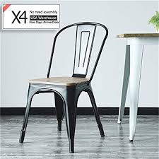 Modern Style Black Metal Chair Hotel Stackable Bistro Dining Chairs Wooden Seat High Back Set Of 4 Black Black Metal Chairs Dining Chairs Metal Chairs