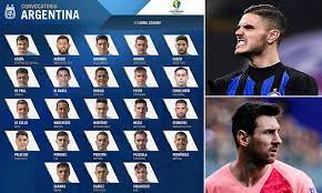 #selecciónmayor lista de convocados por el entrenador @lioscaloni para disputar la #copaamérica2021. Lionel Messi Included In Argentina S Copa America Squad But There Is No Spot For Mauro Icardi Daily Mail Online