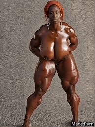 Porn image of thick photo woman nude muscular bodybuilder african created  by AI