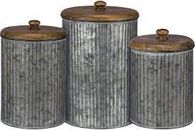 Maybe you would like to learn more about one of these? Amazon Com Primitives By Kathy Rustic Style Canisters Set Of 3 Galvanized Metal And Wood Home Kitchen