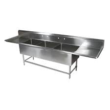 compartment sink: 3 bowl 2 drainboard