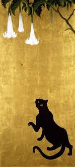 Cat And Wasp By Muramasa Kudo 24k Gold Leaf Acrylic On Canvas Japanese Art Asian Art Art
