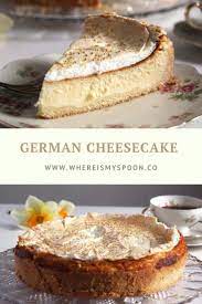 Authentic German Cheesecake Recipe Kasekuchen With Quark And Topped With Meringue Whereismyspoon German Cheesecake Easy Cheesecake Recipes Easy Cheesecake