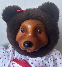 2 Set Robert Raikes Wood Face Bear Red & White Heart Applause Vintage 1993 W