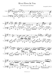 .you 10th anniversary sheet music river flows in you sheet music violin and piano river flows flows in you sheet music violin river flows in you sheet music for flute and piano river flows in you violin sheet music beginner river flows in you piano sheet easy beginners bella's lullaby river. River Flows In You Arranged For Violin And Cello Duet Sheet Music For Violin Cello String Duet Musescore Com