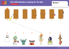 Five Little Monsters Jumping On The Bed Super Simple Songs Monster Jump Little Monsters Five Little