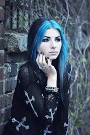 Blue Face Framing Strands And Bangs And Black Hair Goth Beauty Goth Hair Goth Girls