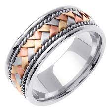 Mens 14k 3 Tone Gold Wedding Band Ring Large Engagement Rings Wedding Ring Bands Gold Wedding Band