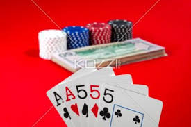 Full House Five Poker Hand With Stack Of Bet On The Background Poker Hands Poker Cards Poker