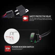 How to wire 5 pin lighted rocker switch : Automotive Wiring Harness Relay Fuse 12v On Off 5 Pins Blue Rock Light Rocker Switch Parts Accessories