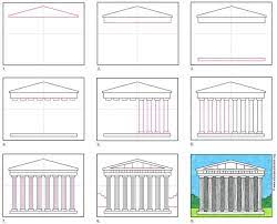 Easy How To Draw The Parthenon Tutorial And Parthenon Coloring Page |  Ancient Greece Art, Parthenon, Ancient Greece Art Projects