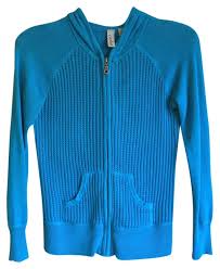 caslon blue bright waffle knit zip up jacket size petite 4 s 57 off retail