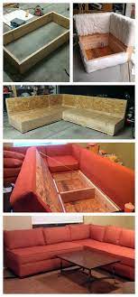 I figured this way, it would tie both furniture together, plus the legs are the seat frame is constructed using 2x4s with 2x3s as supports under the seat, and the back frame is constructed out of 2x2s with a 3/4″ plywood layer over it. Diy Sofa Storage Sectional Ana White