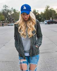 Brandi Locks Distressed Denim Fall Style Ripped Jeans Black Nike S Grey Sweater Blue Hat Baseb Cap Outfits For Women Outfits With Hats Distressed Denim
