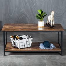 Storage coffee table by rustic home interiors. Amoak Industrial Coffee Table With Storage Shelf Vintage Wooden Board With Stable Metal Frame Wood Look Furniture With Rustic Coffee Table For Living Room Retro Brown Buy Online In Qatar At Qatar Desertcart Com