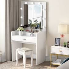 Vanity mirror with lights led makeup mirror magnifying mirror with light black! Vanity Desk Lighted Mirror Wayfair
