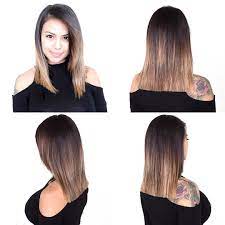 Blunt Lob With Front Layers And Brunette Ombre The Latest Hairstyles For Men And Women 2020 Hairstyleology Medium Length Hair Styles Medium Length Curls Brunette Hair Color