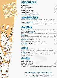 Please see our menu for pricing. The Asian Kitchen Menu In Tampa Florida Usa