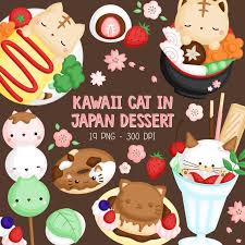 Japanese Food Clipart Kawaii Cat In Japan Dessert Clip Art Etsy In 2020 Japan Dessert Clip Art Food Clipart