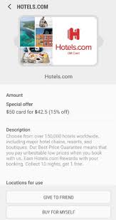 Offer may be modified or discontinued at any time without notice. Samsung Pay Discounted Hotels Com Gift Cards 50 For 42 50 15 Off Doctor Of Credit