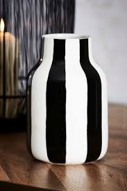 Black And White Striped Vase Uk Ceramic Stripe Vase In 2020 Vase Paint Stripes Ceramics