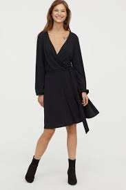 V Neck Wrap Dress Black Ladies H M Us 1 Shop Short Dresses Black Wrap Dress Short Dresses
